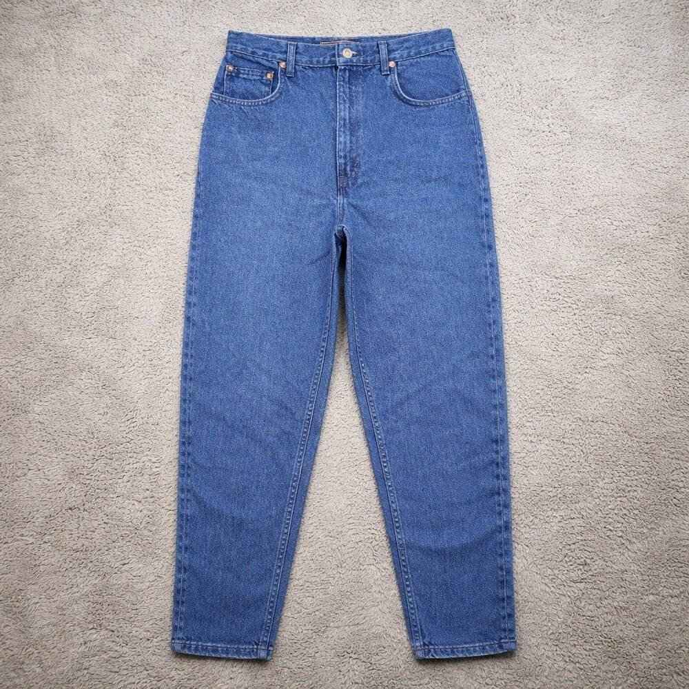 Vintage High Waist Ankle Taper 90's Mom Jeans Women's 24x28 Indigo Relaxed Denim